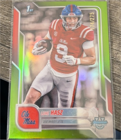 2025 Bowman University Chrome #61 Luke Hasz Lime Green Refractor — front