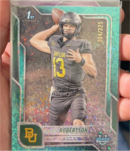 2025 Bowman University Chrome #33 Sawyer Robertson Aqua Mini Diamond — front