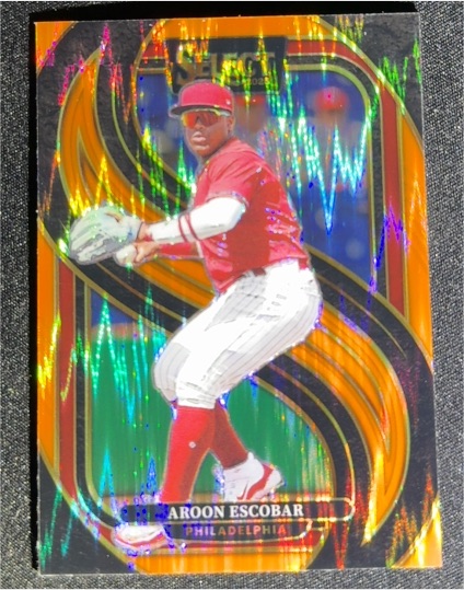 2025 Panini Select #106 Aroon Escobar Premier Level Orange Wave Prizm — front