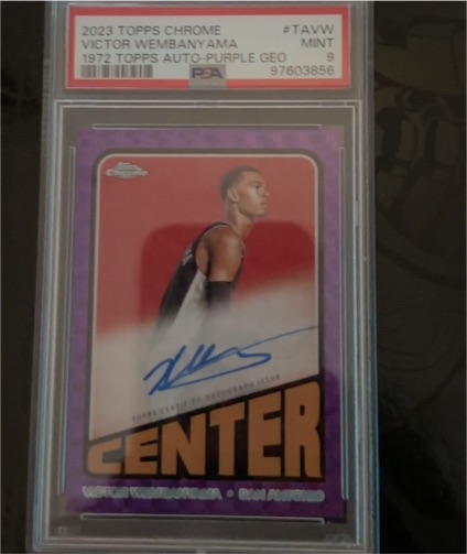 2023 Topps Chrome 1972 Auto Purple Geo Victor Wembanyama — front