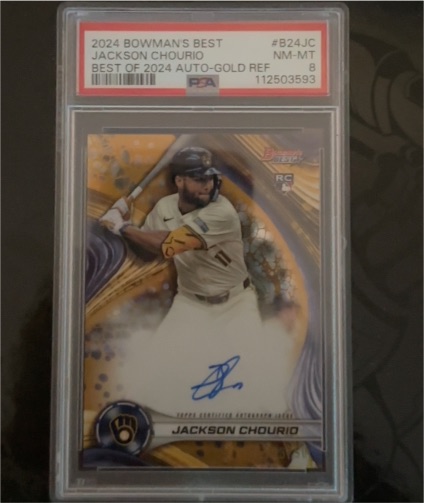 2024 Bowman's Best #B24JC Jackson Chourio Best of 2024 Auto Gold Refractor — front