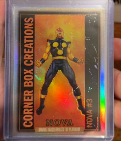 1992 Marvel Masterpieces Platinum Corner Box Creations #CB-6 Nova — front