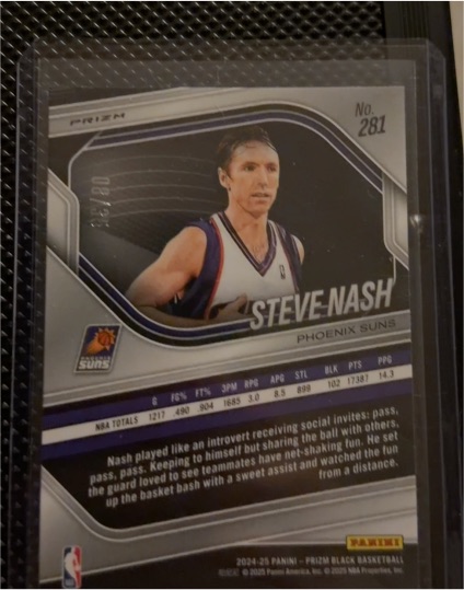 2024-25 Panini Prizm Black #281 Steve Nash — front