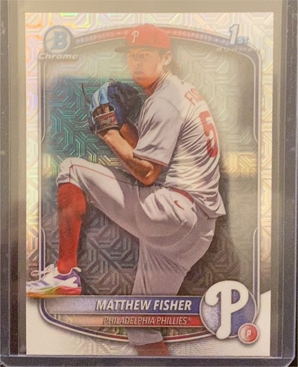 2025 Bowman Chrome Draft #BDC-106 Matthew Fisher Mojo Refractor — front