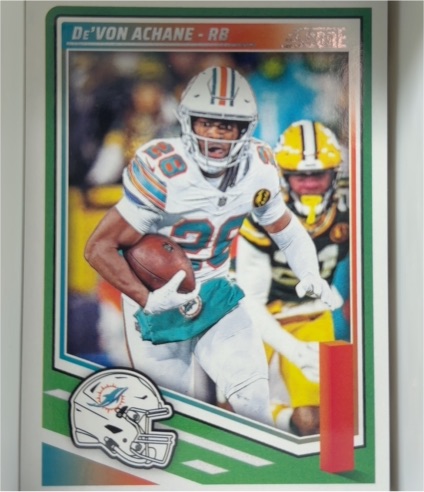 2025 Panini Score #123 De'Von Achane Miami Dolphins — front