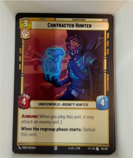 2025 Star Wars Unlimited #216 Contracted Hunter — front