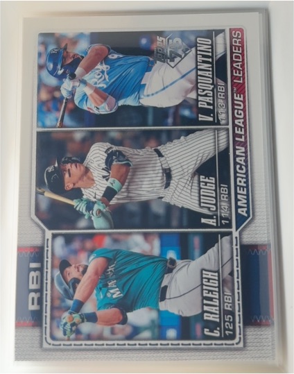 2026 Topps #211 American League Leaders RBI Aaron Judge Cal Raleigh Vinnie Pasquantino — front