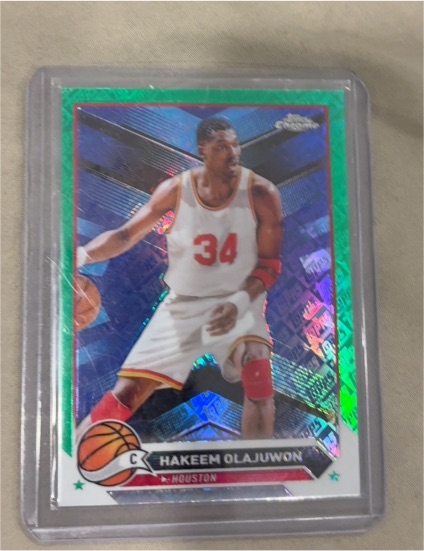 2023-24 Topps Chrome #52 Hakeem Olajuwon Green Logo Refractor — front