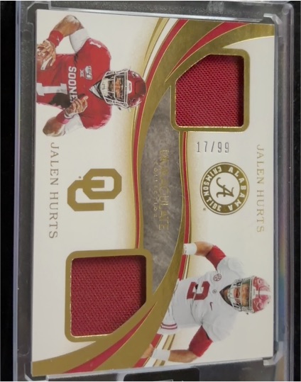2020 Panini Immaculate Collection #17/99 Jalen Hurts Dual Patch — front