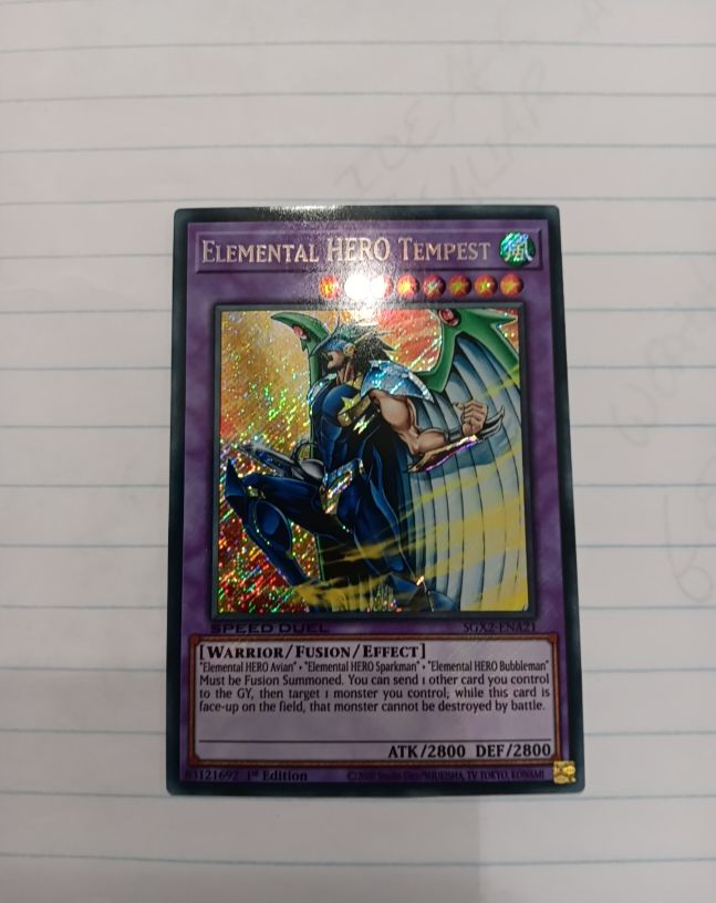 Yu-Gi-Oh! Elemental HERO Tempest SGX2-ENA21 Secret Rare 1st Edition — front