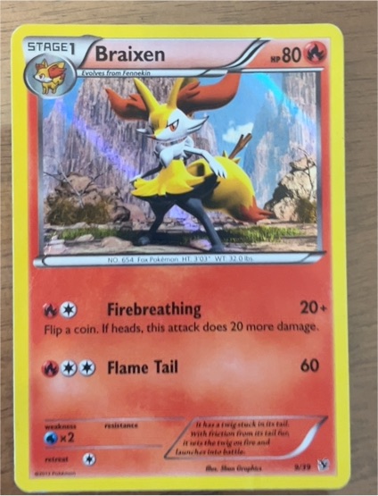 2013 Pokémon XY Kalos Starter Set #9 Braixen — front