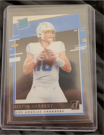 2020 Panini Chronicles Clearly Donruss Rated Rookie #RR-JH Justin Herbert — front