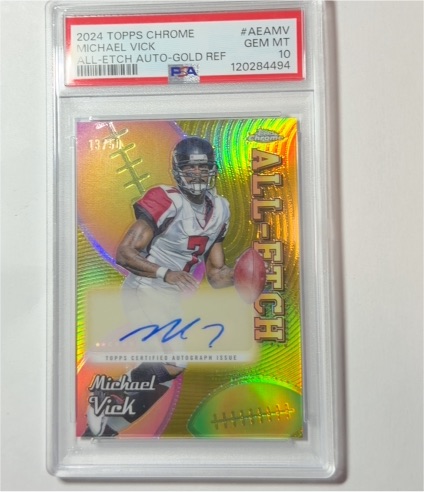2024 Topps Chrome #AEAMV Michael Vick All-Etch Auto Gold Refractor — front