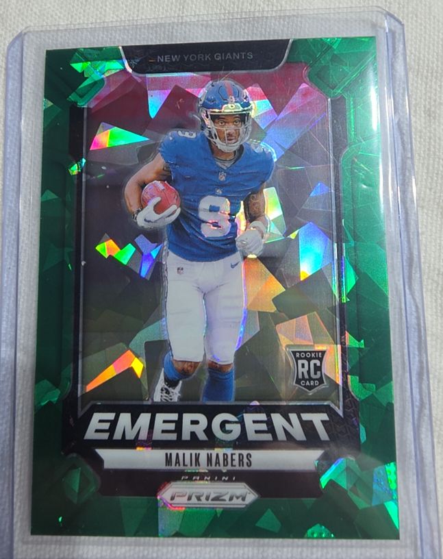 2024 Panini Prizm #6 Malik Nabers Emergent Green Ice Prizm Rookie Card — front