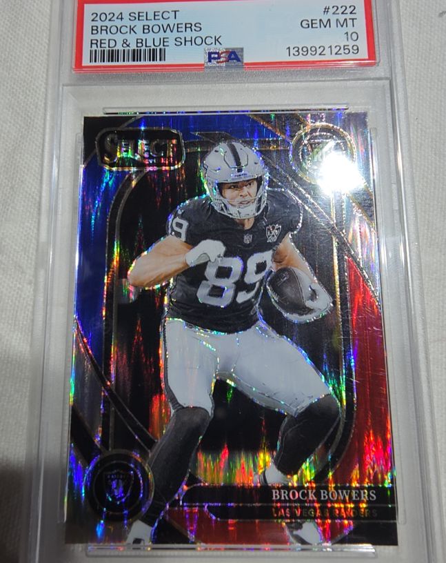 2024 Panini Select #222 Brock Bowers Red & Blue Shock — front