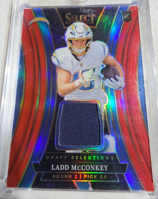 2024 Panini Select Draft Selections Red Prizm #DSM-LMY Ladd McConkey — front
