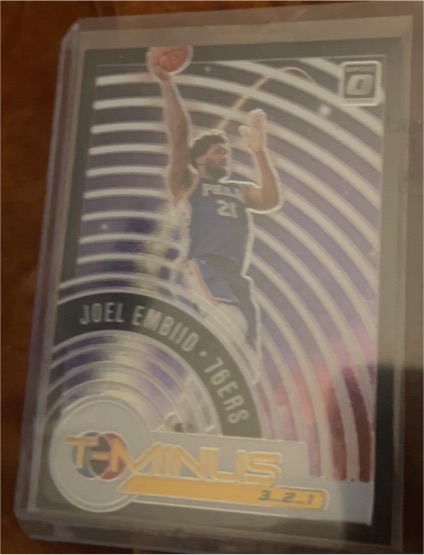 2020-21 Panini Donruss Optic #13 Joel Embiid T-Minus 3, 2, 1 Purple Prizm — front