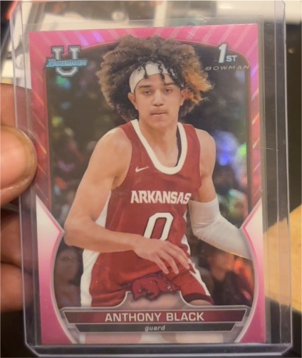 2022 Bowman University Chrome #58 Anthony Black Pink Refractor — front