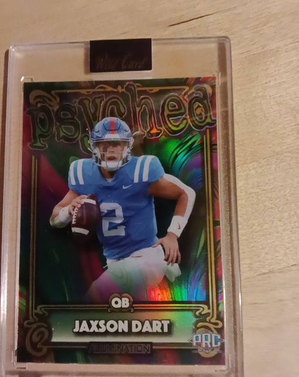 2023 Wild Card Alumination #AP-JD Jaxson Dart Psyched PRC — front