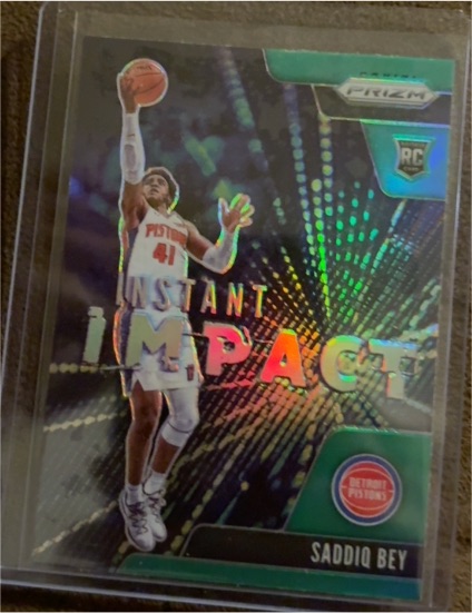2020-21 Panini Prizm #24 Saddiq Bey Instant Impact Green Prizm Rookie Card — front