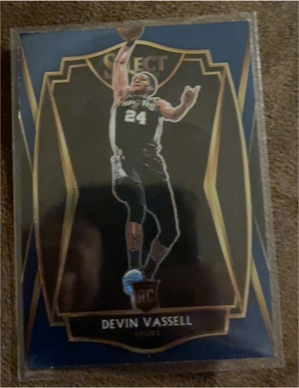 2020-21 Panini Select #179 Devin Vassell Blue Premier Level Rookie — front