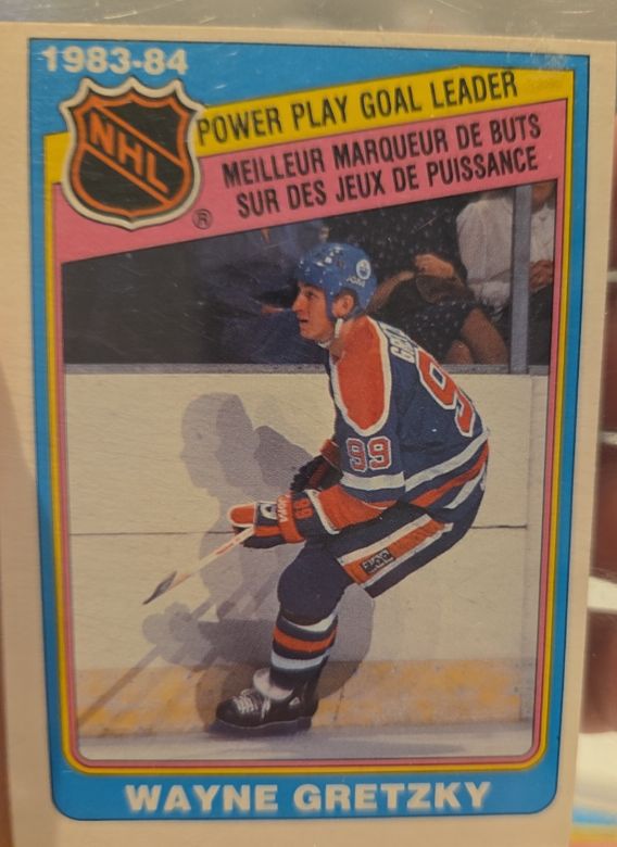 1983-84 O-Pee-Chee #383 Wayne Gretzky Power Play Goal Leader — front