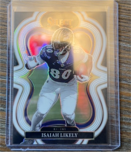 2024 Panini Select #161 Isaiah Likely Premier Level Silver Prizm Die Cut Baltimore Ravens — front