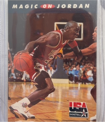 1992 SkyBox USA #105 Magic on Jordan Michael Jordan — front
