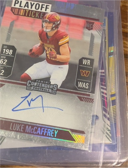2024 Panini Contenders #121 Luke McCaffrey Rookie Ticket — front