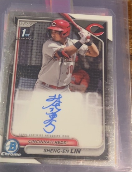 2024 Bowman Chrome #CPA-LSH Sheng-En Lin 1st Bowman Prospect Auto Cincinnati Reds — front