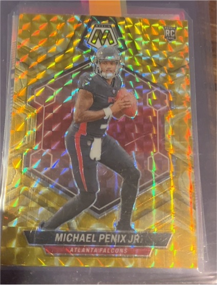 2024 Panini Mosaic #308 Michael Penix Jr. Yellow Reactive Mosaic Prizm — front