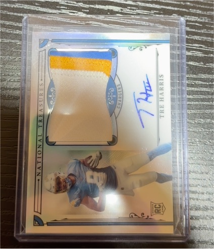 2025 Panini National Treasures Tre Harris Rookie Patch Auto — front