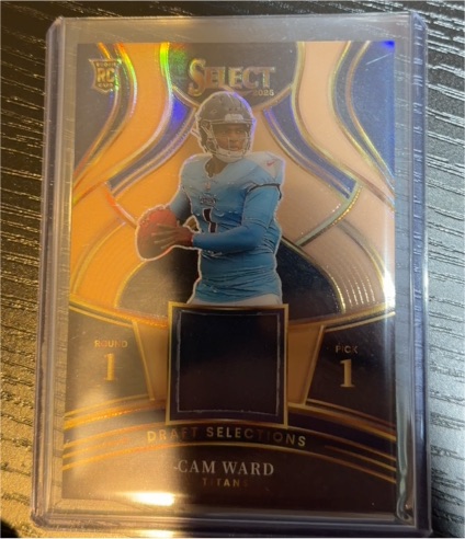 2025 Panini Select #DSM-CWD Cam Ward Draft Selections Patch Rookie Titans — front
