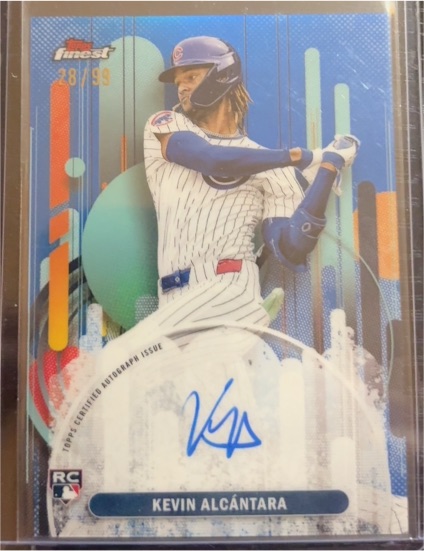 2025 Topps Finest #FA-KA Kevin Alcántara Rookie Autograph Blue Refractor /99 — front