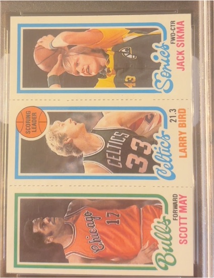 1980 Topps Scoring Leader Larry Bird, Scott May, Jack Sikma — front