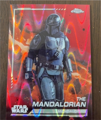 2024 Topps Chrome Star Wars #21 The Mandalorian Red RayWave Refractor — front