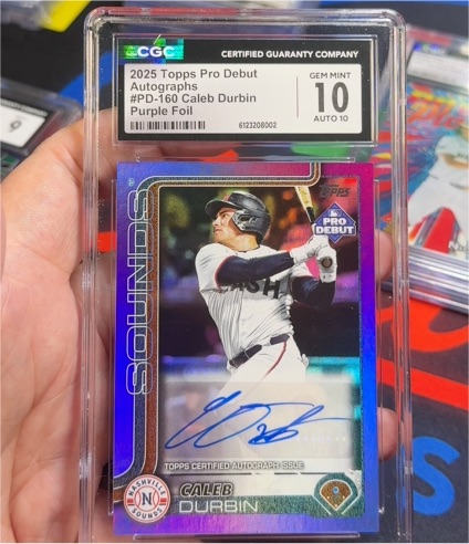 2025 Topps Pro Debut #PD-160 Caleb Durbin Purple Foil Autographs — front