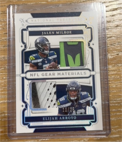 2025 Panini National Treasures #20 Jalen Milroe / Elijah Arroyo — front