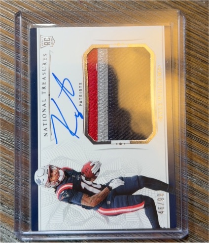 2021 Panini National Treasures #192 Rhamondre Stevenson Rookie Patch Auto — front