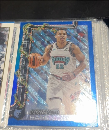 2025-26 Topps Holiday #H149 Desmond Bane Blue Metallic Glitter — front
