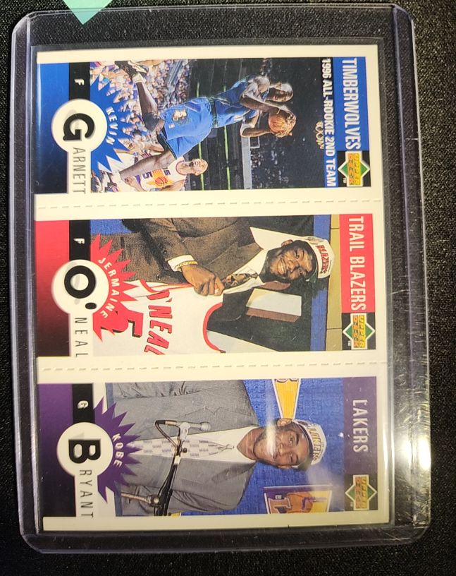 1996-97 Upper Deck Collector's Choice Mini #M129 Kevin Garnett / Jermaine O'Neal / Kobe Bryant Rookie — front