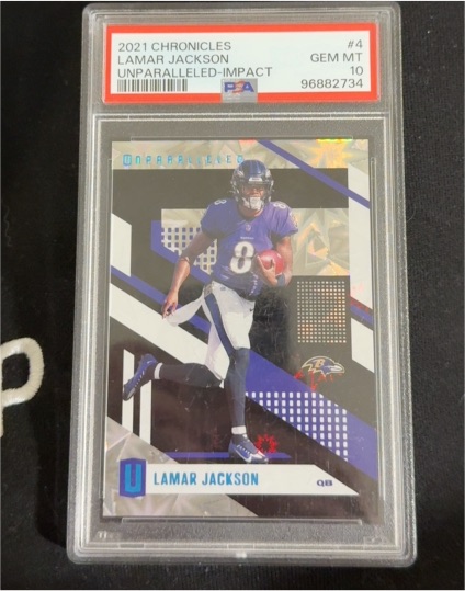 2021 Panini Chronicles #4 Lamar Jackson Unparalleled-Impact — front