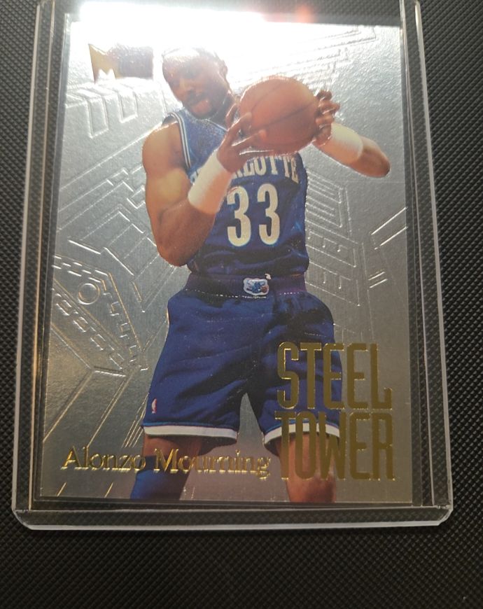 1995-96 Fleer Metal Steel Tower #4 Alonzo Mourning — front
