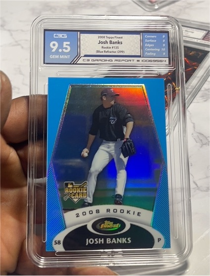 2008 Topps Finest #135 Josh Banks Blue Refractor — front