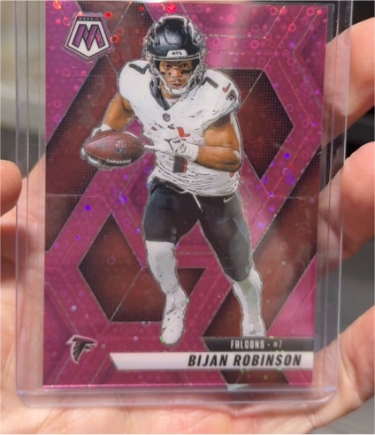 2025 Panini Mosaic #166 Bijan Robinson Purple Scope Prizm Atlanta Falcons — front
