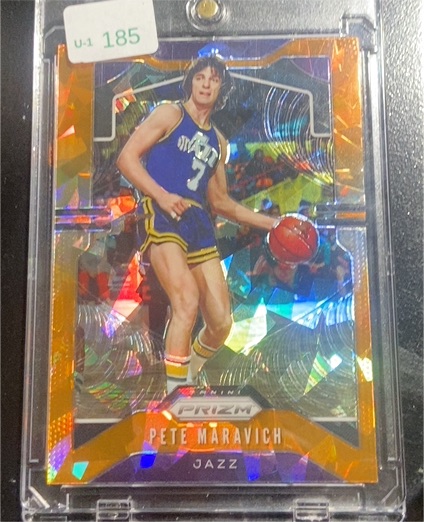 2019-20 Panini Prizm #17 Pete Maravich Orange Cracked Ice Utah Jazz — front