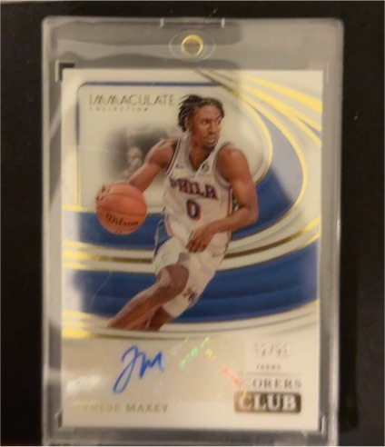 2023-24 Panini Immaculate Collection Green Scorers Club Auto Tyrese Maxey #SC-CLUB — front