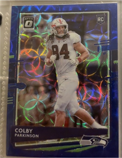 2020 Donruss Optic #127 Colby Parkinson Blue Scope Prizm Rookie — front