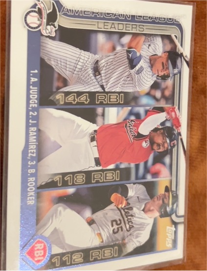 2025 Topps Series 1 #29 League Leaders Aaron Judge, Jose Ramirez, Brent Rooker — front