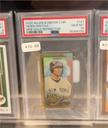 2022 Allen & Ginter Chrome #141 Hideki Matsui Mini Gold Refractor — front